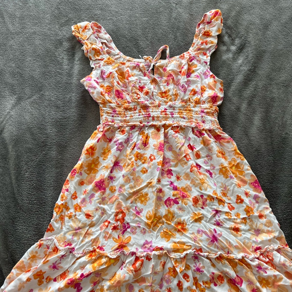Wild Fable Pink and Orange Ruffled Tiered Sundress